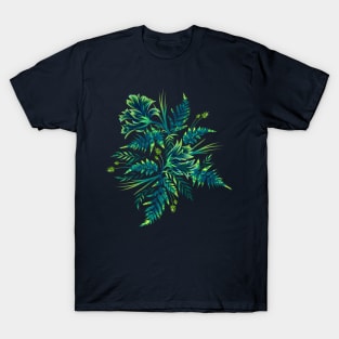 Ferns and Parrot Tulips - Green T-Shirt